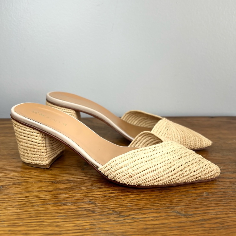 EUC Le Mogador Size 39 (Size 9) • Tan Jute Lapa Mule Slides Tuckernuck. - Picture 2 of 7